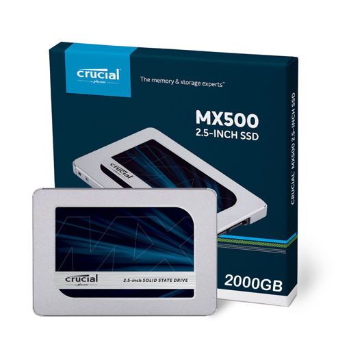 Crucial MX500 2TB SATA 2.5" 7mm (with 9.5mm adapter) Internal SSD 